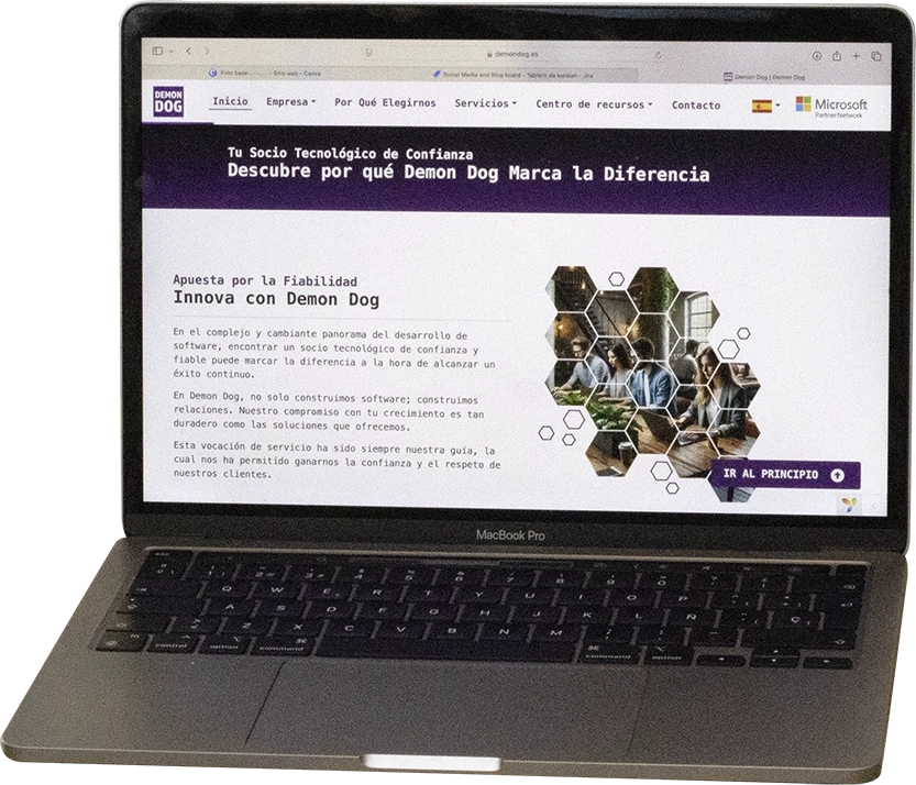 Open laptop displaying Demon Dog website homepage